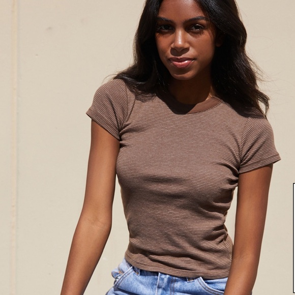 John Galt Tops - John Galt Brown Striped Ashlyn T-Shirt!